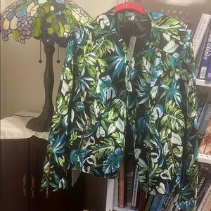 Tropical Leaf Print Jacket